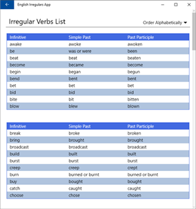 English Irregular Verbs and Plurals screenshot 2