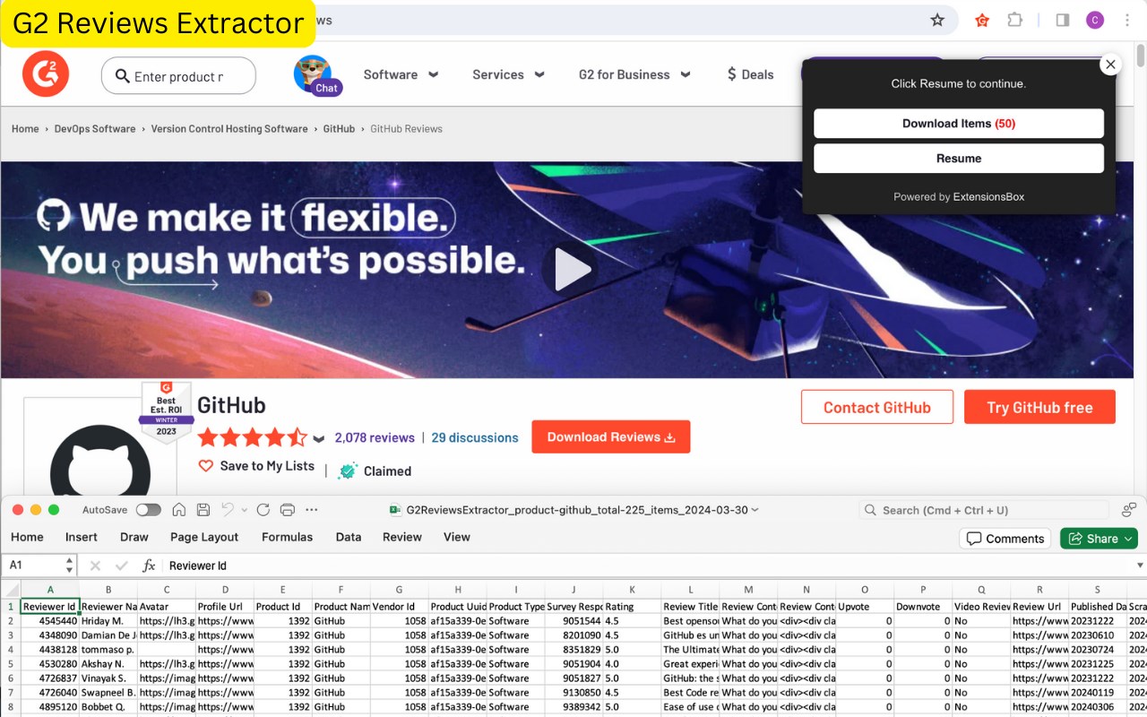 G2 Review Data Extraction Tool