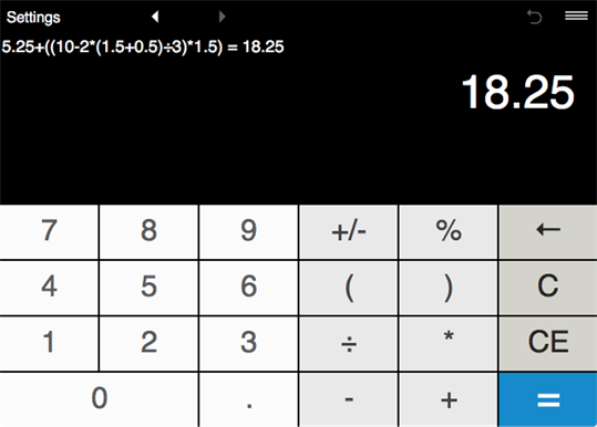 Calculator with parentheses screenshot 2
