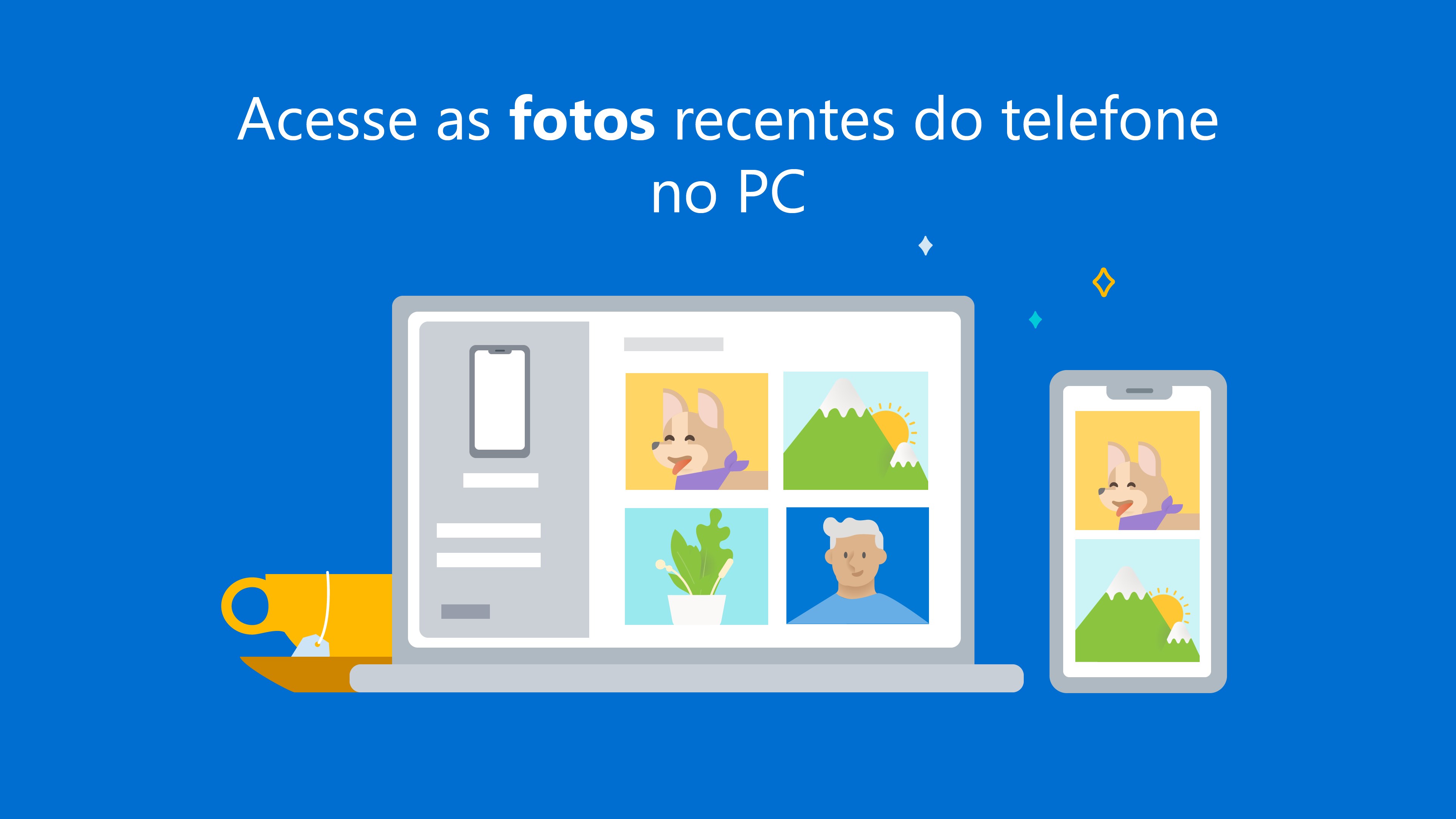 Com o seu aplicativo de telefone, você pode acessar instantaneamente as fotos mais recentes do seu telefone, diretamente no seu computador.