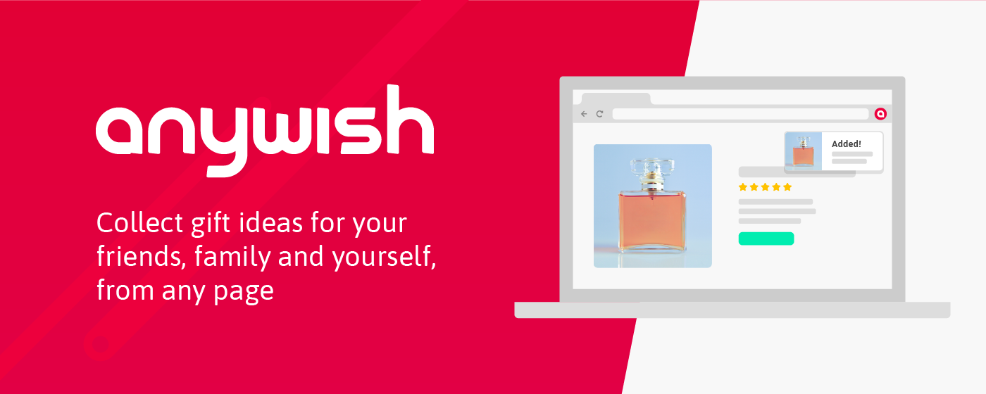 Anywish | Wishlists and online gift lists marquee promo image