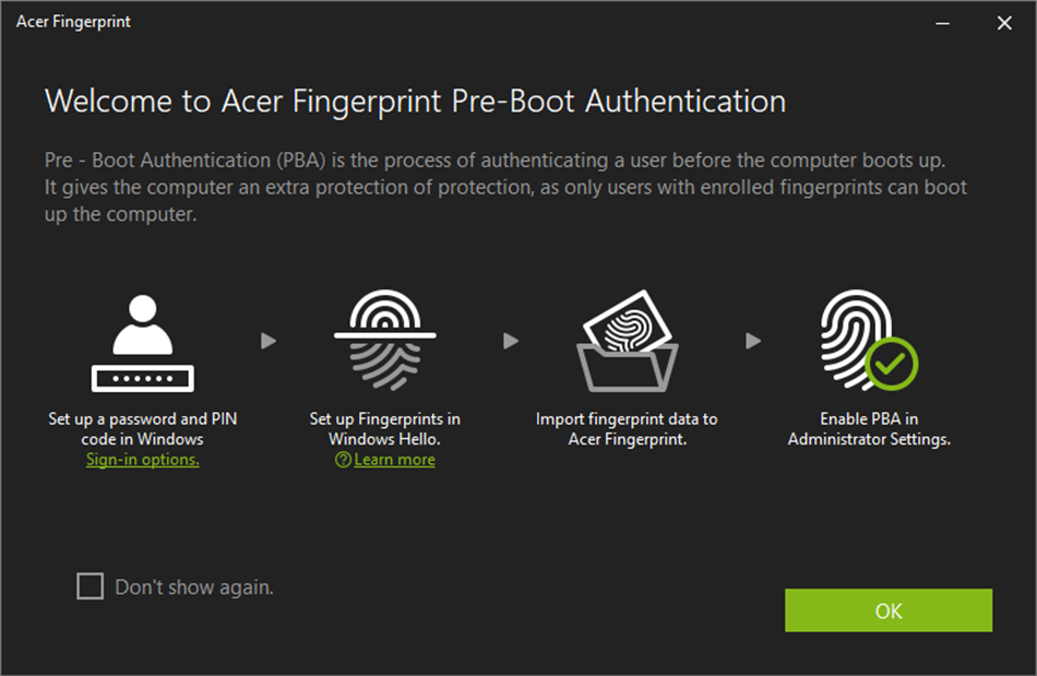 Acer Fingerprint PBA (Windows) بواسطة: ELAN Microelectronics Corporation