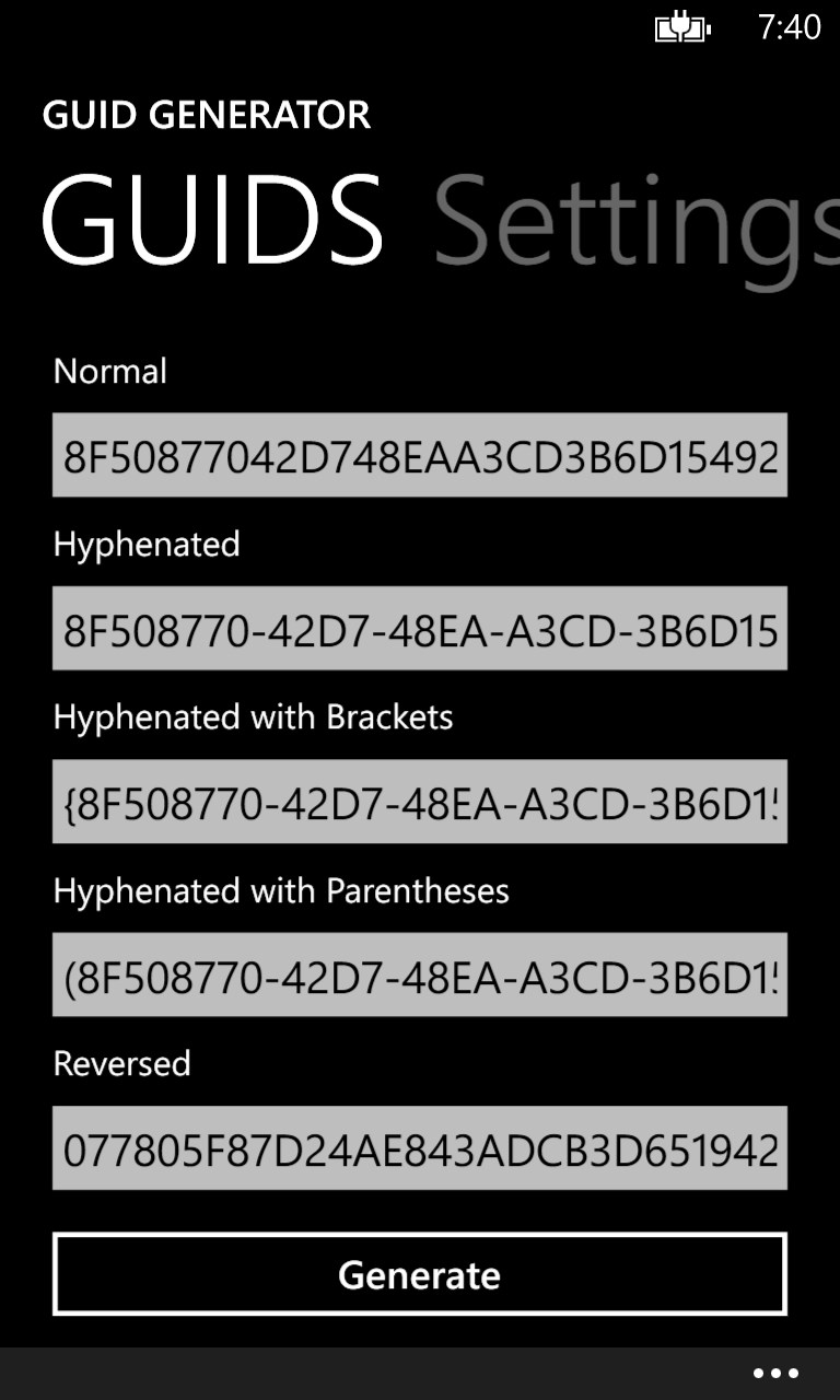 Screenshot 1 GUID Generator windows