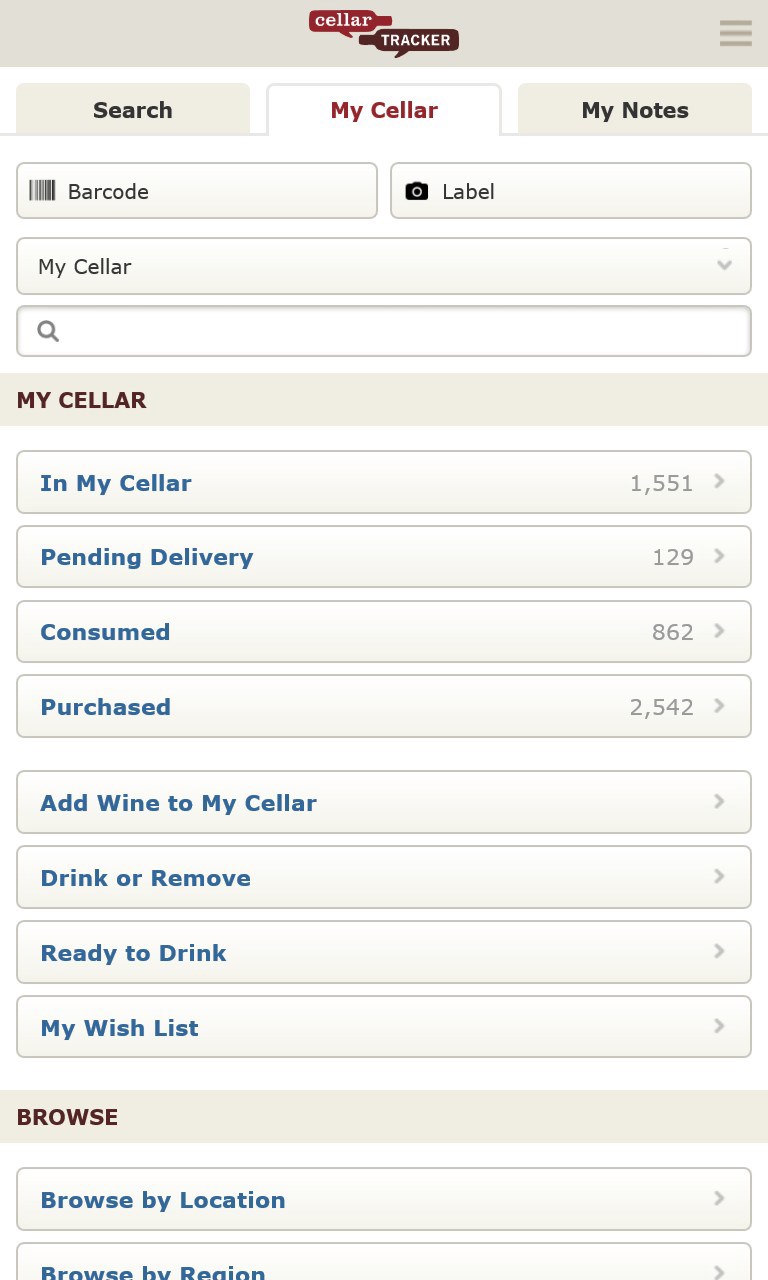 CellarTracker for Windows 10 Mobile
