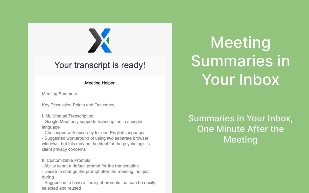 meetXcc: AI Meeting Notes for Google Meet