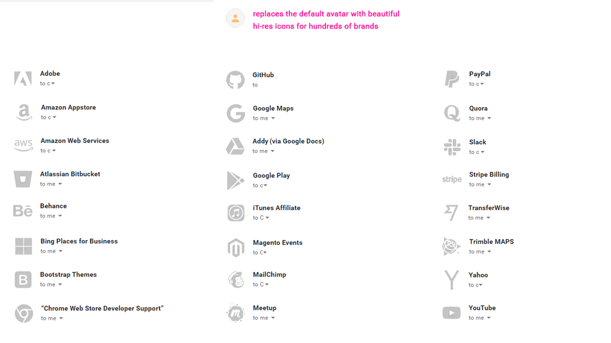 Sender Avatar Icons for Gmail