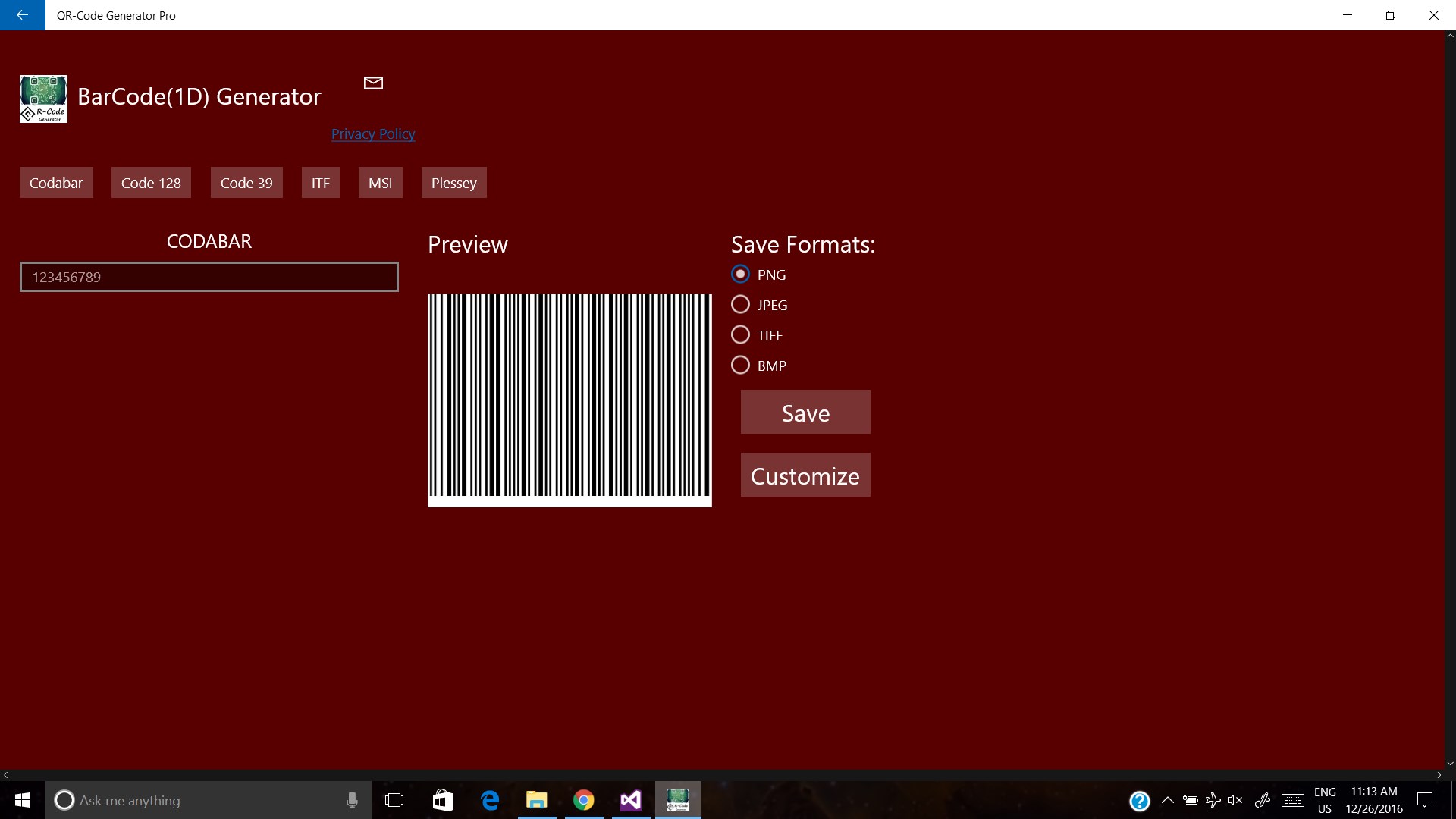 Barcode Generator. Генератор ссылок для Microsoft Store..