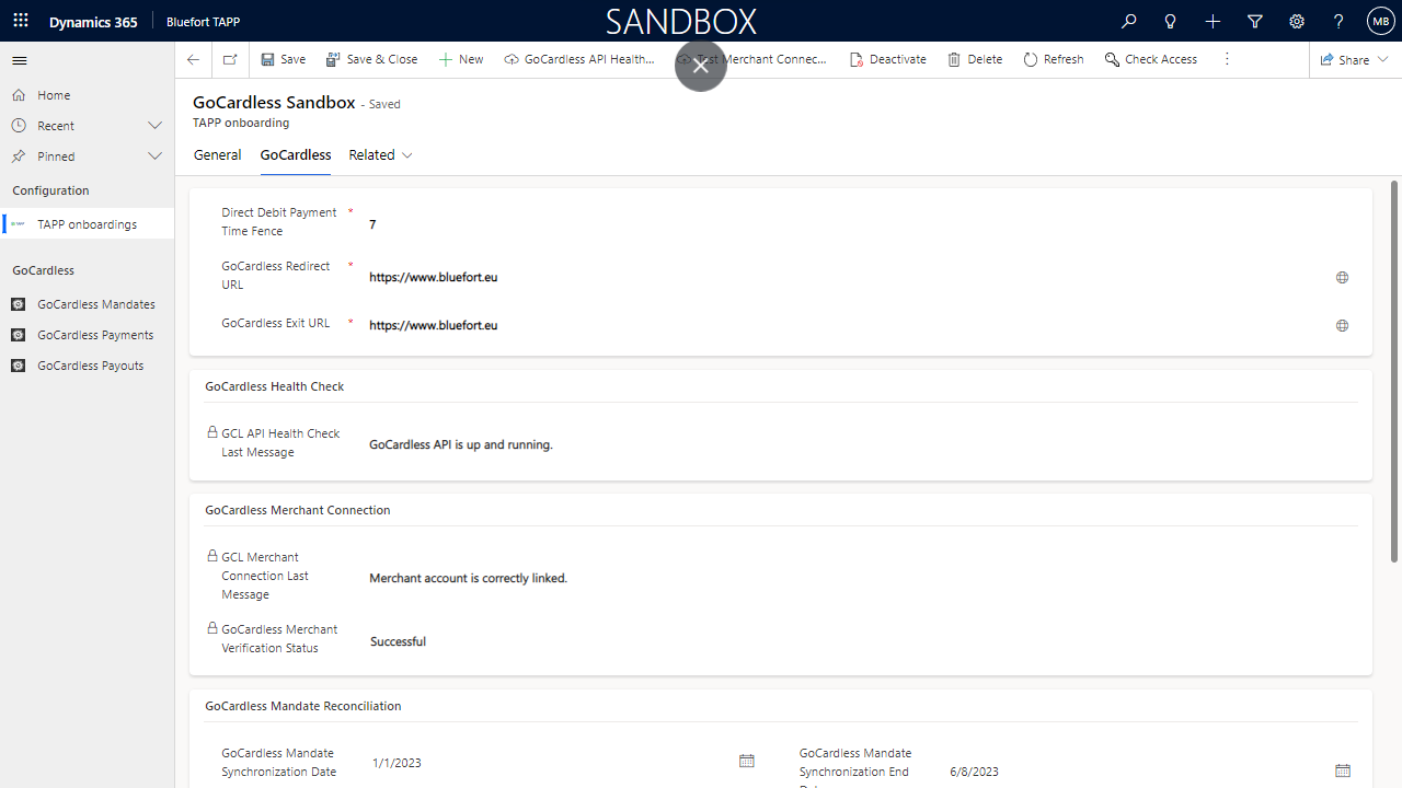 Snapshot 4 of GoCardless for Dynamics 365 Sales - TAPP