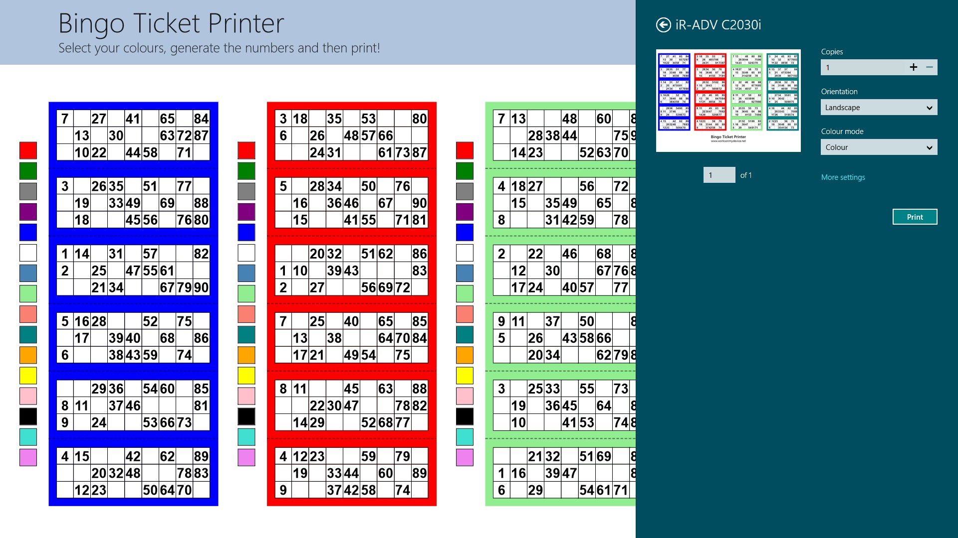 Bingo Ticket Printer for Windows 10