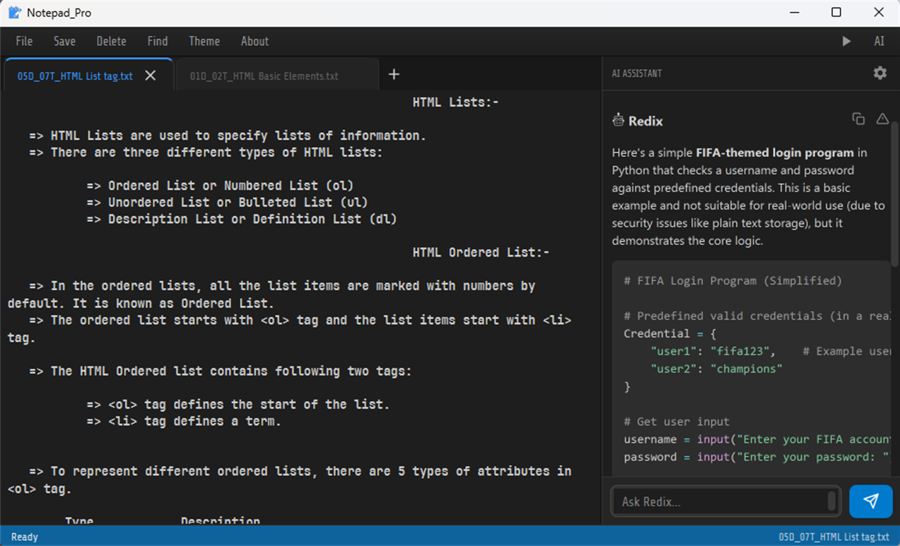 #3. notepad_pro (Windows) Ved: Redix System
