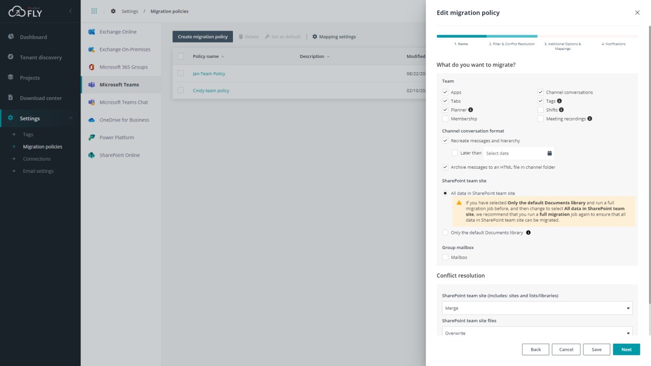 Snapshot 5 of Fly (SaaS) for Microsoft 365