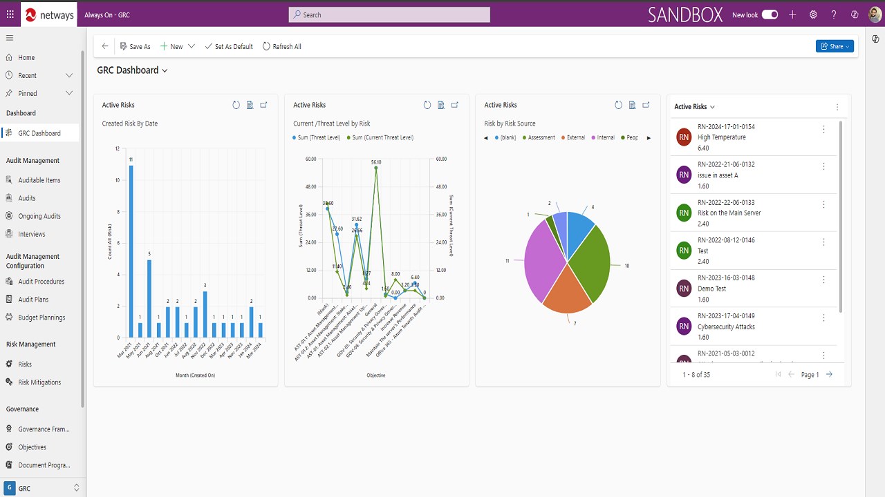 Snapshot 1 of GRC Governance, Risks, & Compliance Management System