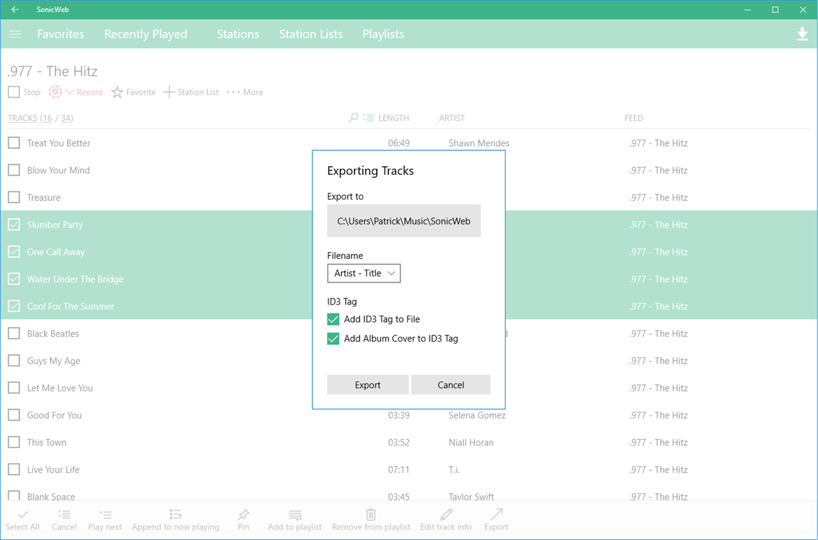 #4. SonicWeb Internet Radio Player (Windows) Podle: Patrick Dehne