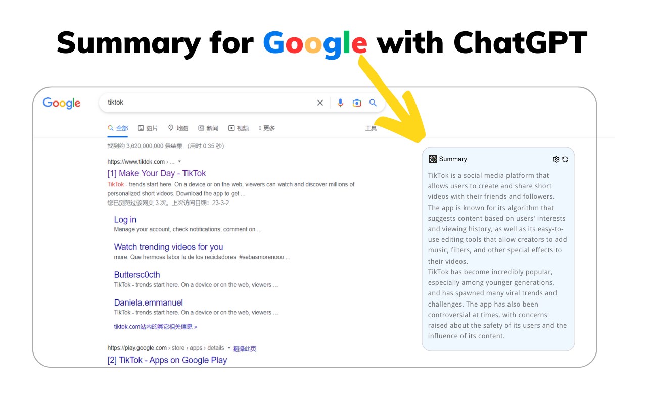 Summary with ChatGPT for Google™ and YouTube™