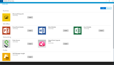 BlackBerry UEM App Catalog Screenshots 1