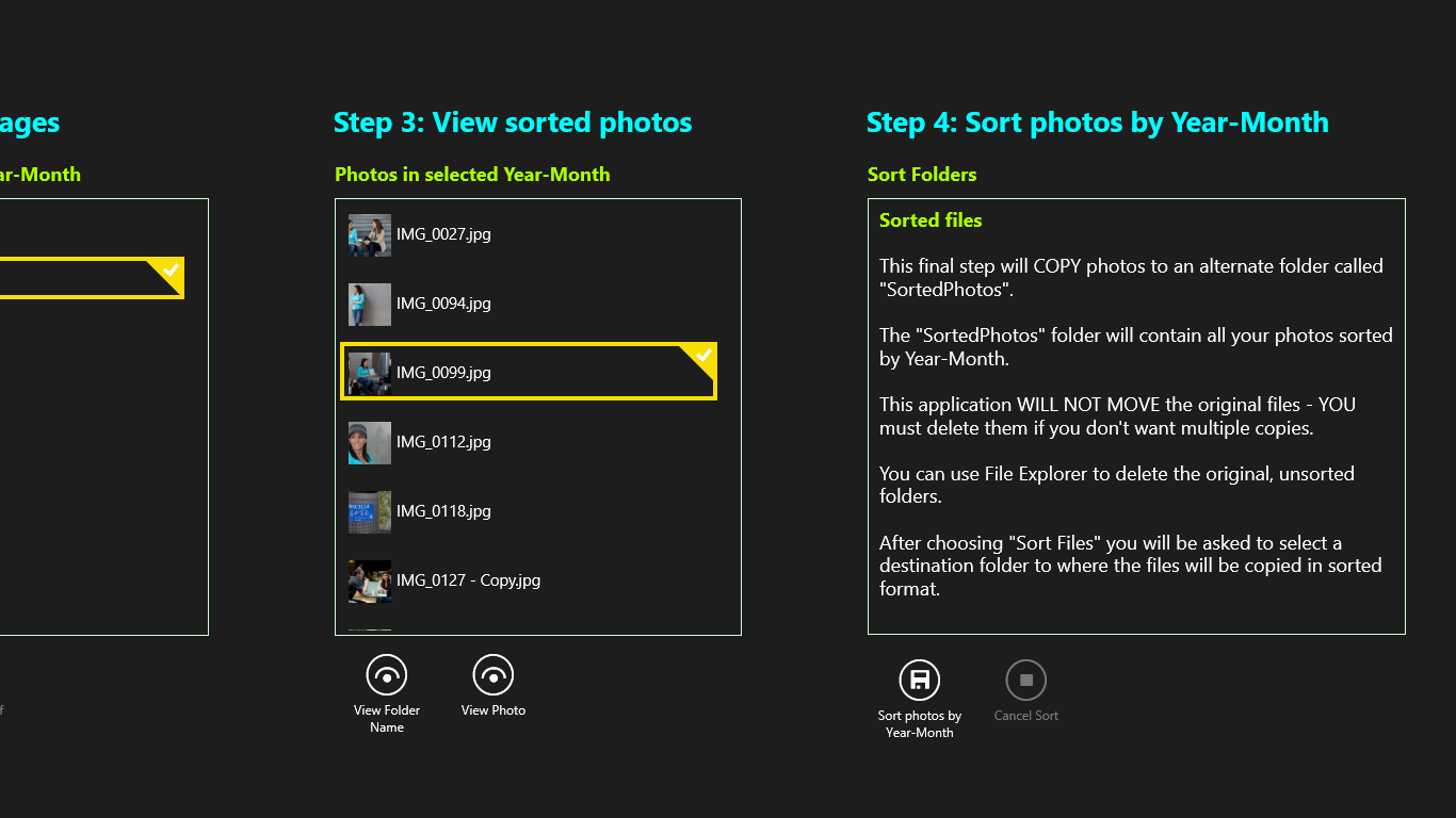 For $1.99 you can copy all your photos organized by Year-Month format.