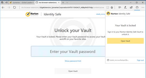 Norton Identity Safe Screenshot