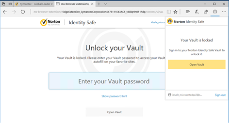 Norton Identity Safe Screenshots 1