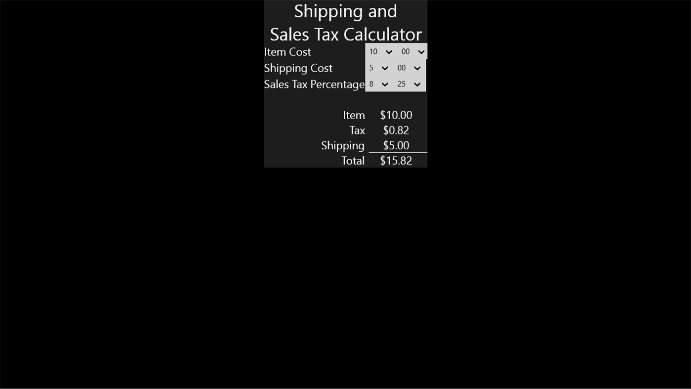 #2. Shipping and Sales Tax Calculator (Windows) De: ADiCosola