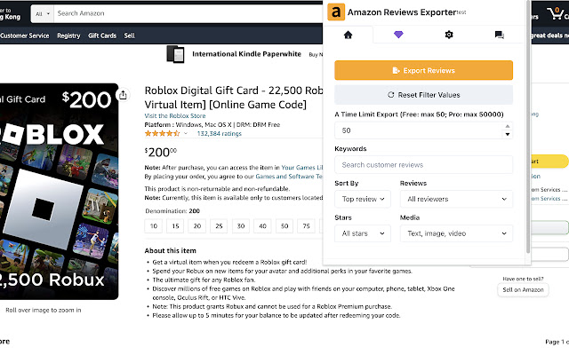 Amazon reviews exporter | images & CSV & XLSX