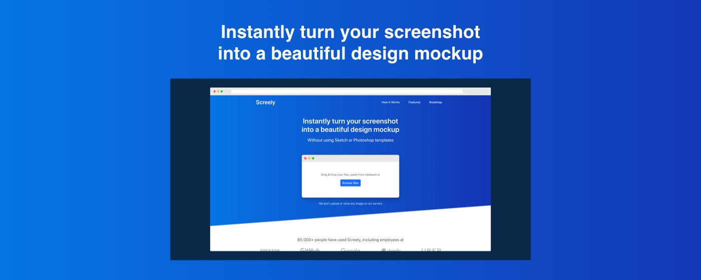 Screely: Instant Browser Mockups marquee promo image