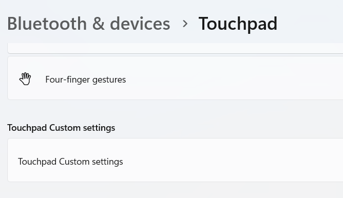 Touchpad custom settings screenshot