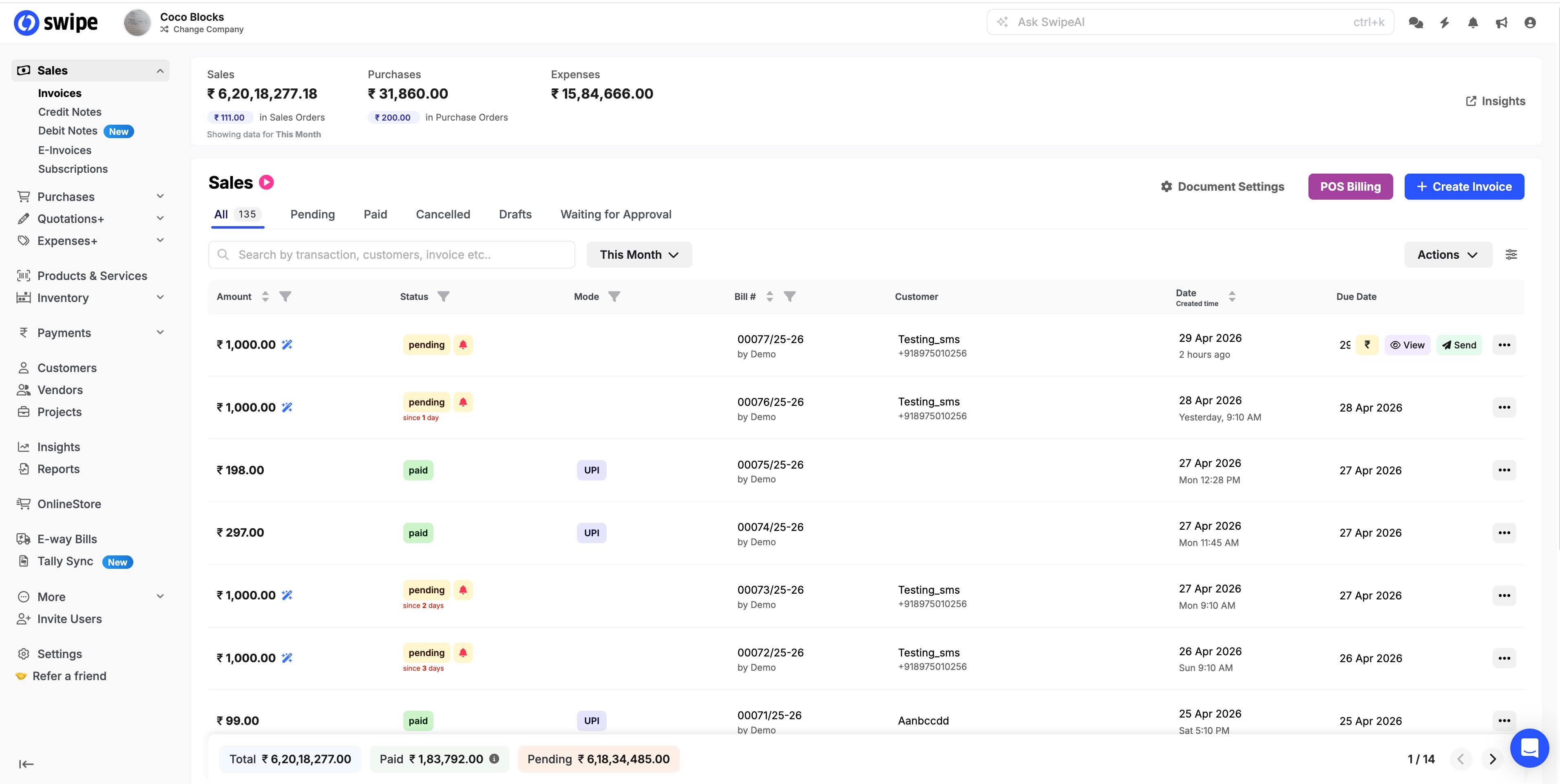 Swipe - Invoicing, Payments and Inventory screenshot