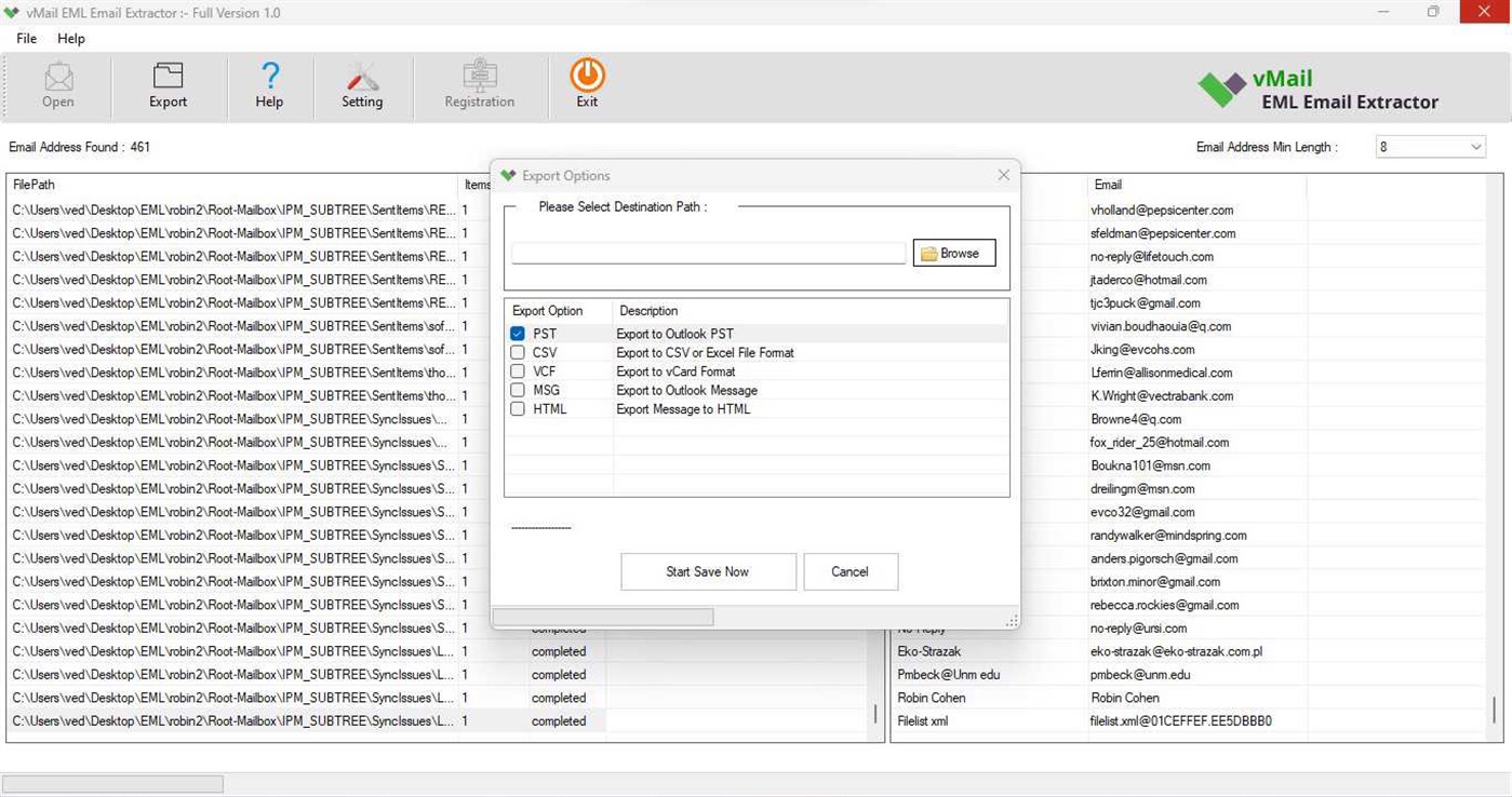 #4. EML Email Extractor (Windows) De: VSOFTWARE