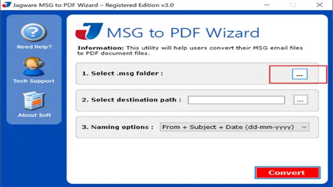 Snapshot 2 of Jagware for Outlook MSG to PDF Converter