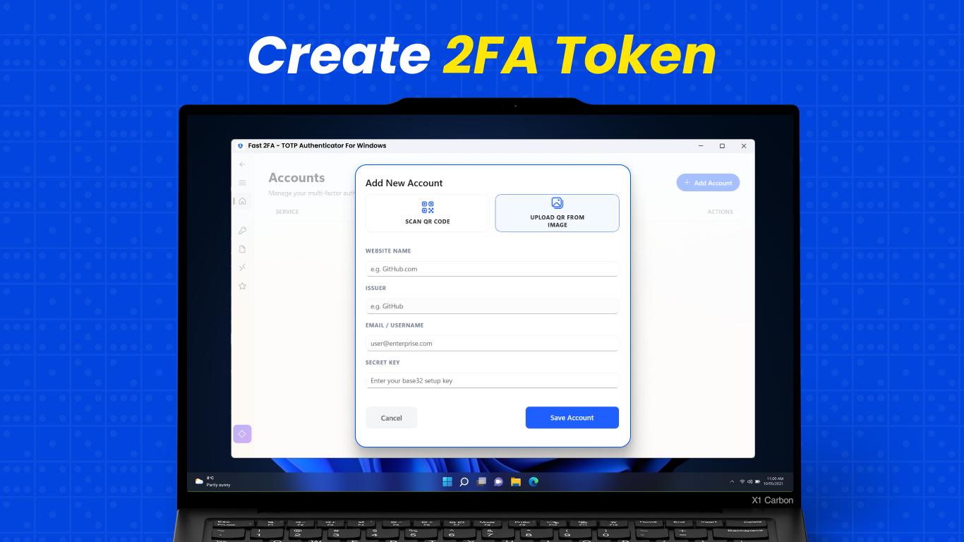 Fast 2FA - TOTP Authenticator For Windows screenshot