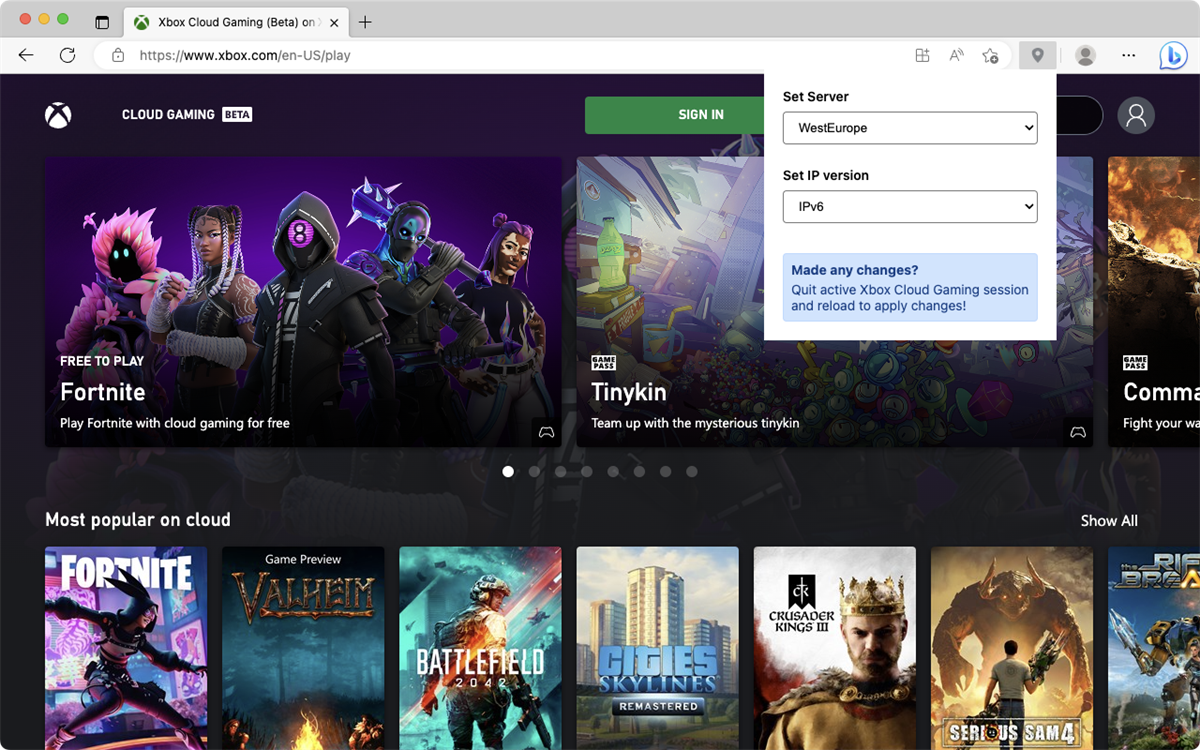 Server Selector for Xbox Cloud Gaming Chrome Extension
