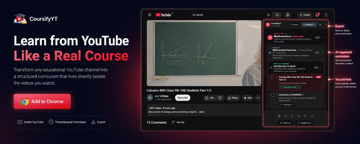 CoursifyYT - Turn YouTube Channel Into Course