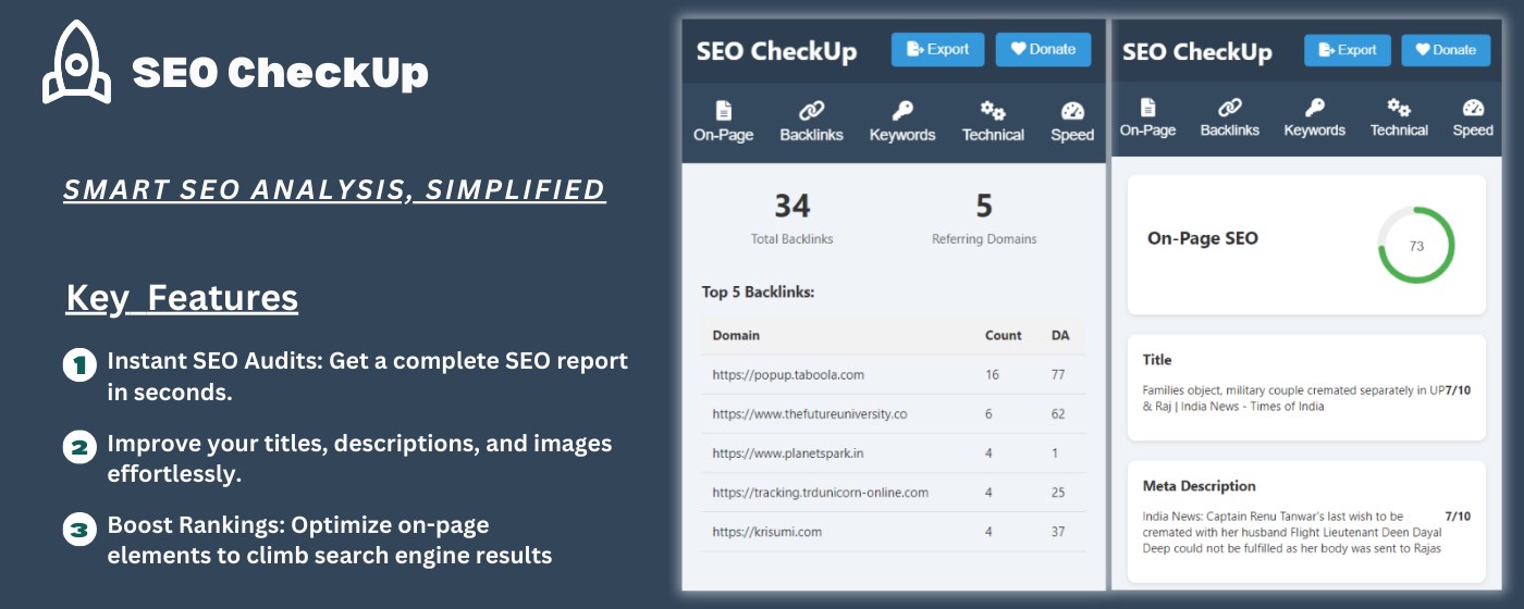 SEO CheckUp:Improve Rankings with Detailed Audits