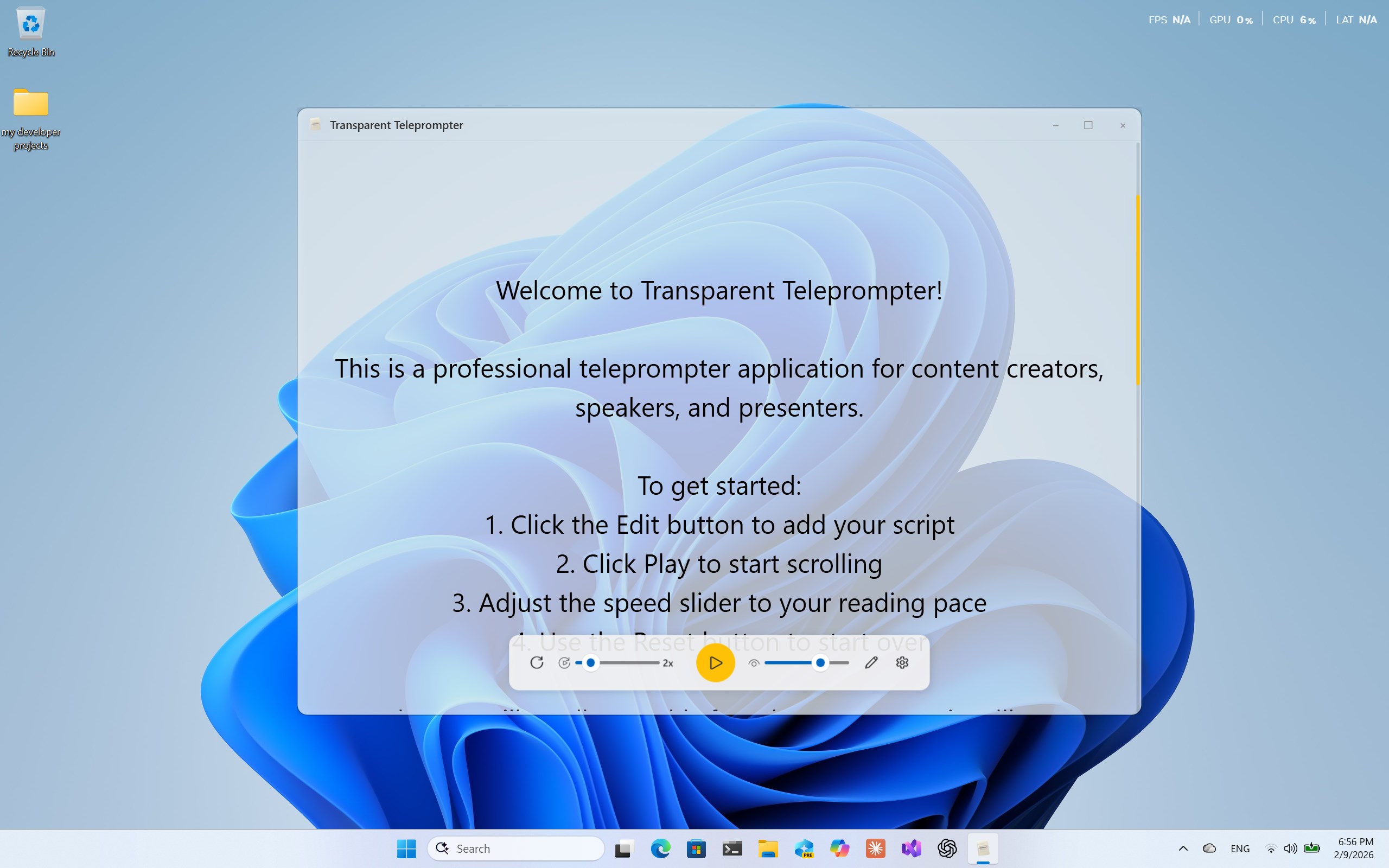 Transparent Teleprompter - Script Over Video screenshot
