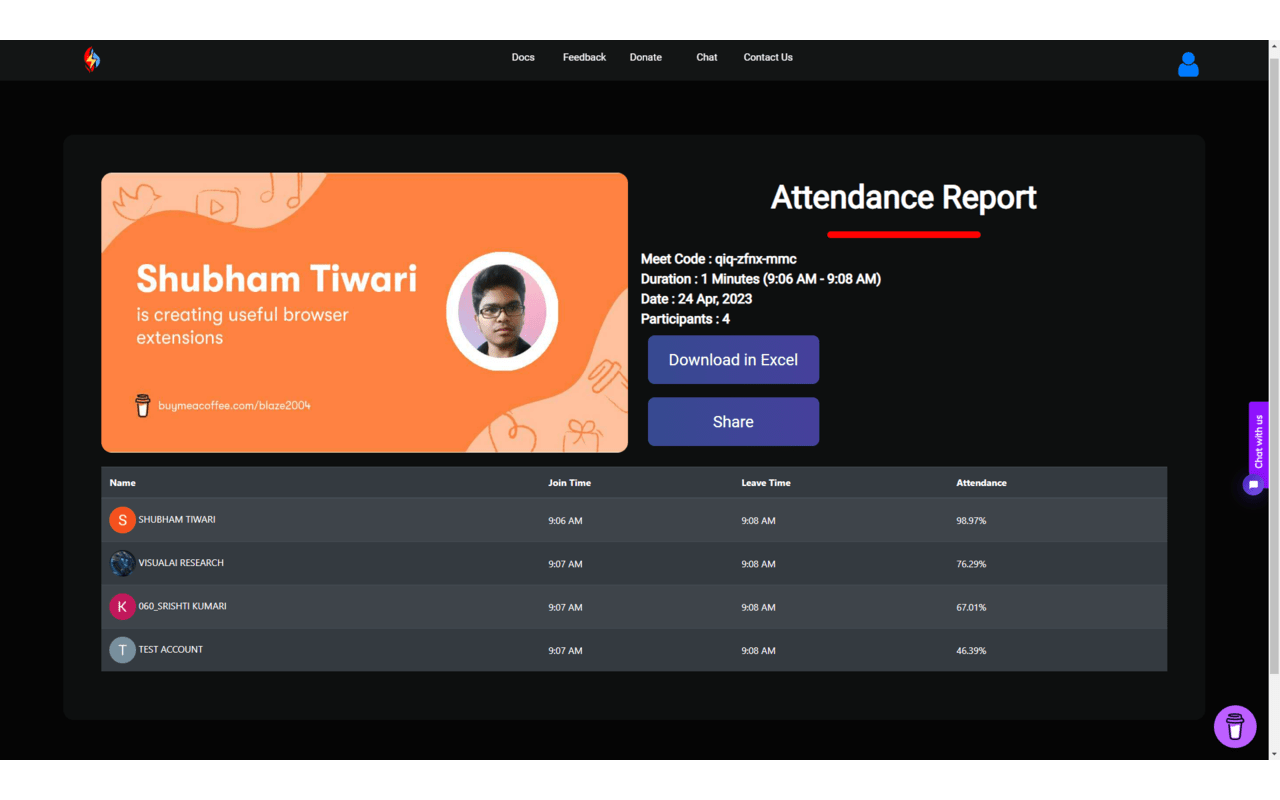 Trackit | Meet Attendance Tracker