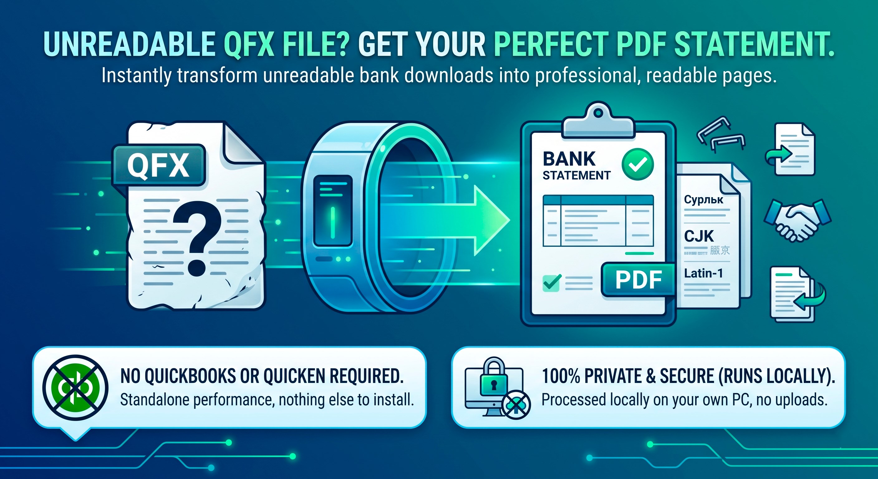 QFX to PDF Converter Tool screenshot