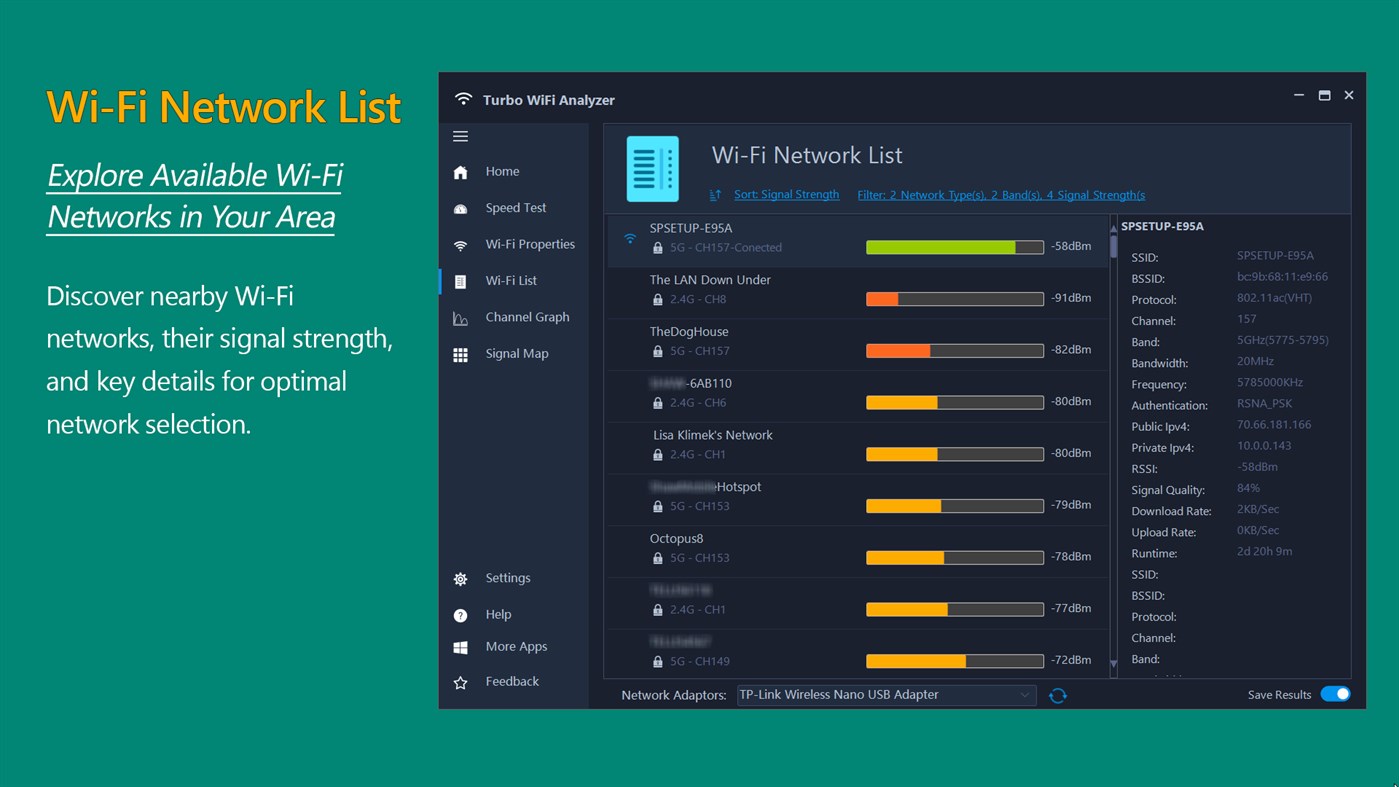 #4. Turbo WiFi Analyzer - Speed Test, Analyze & Optimize Wi-Fi (Windows) 由: HUXSoft