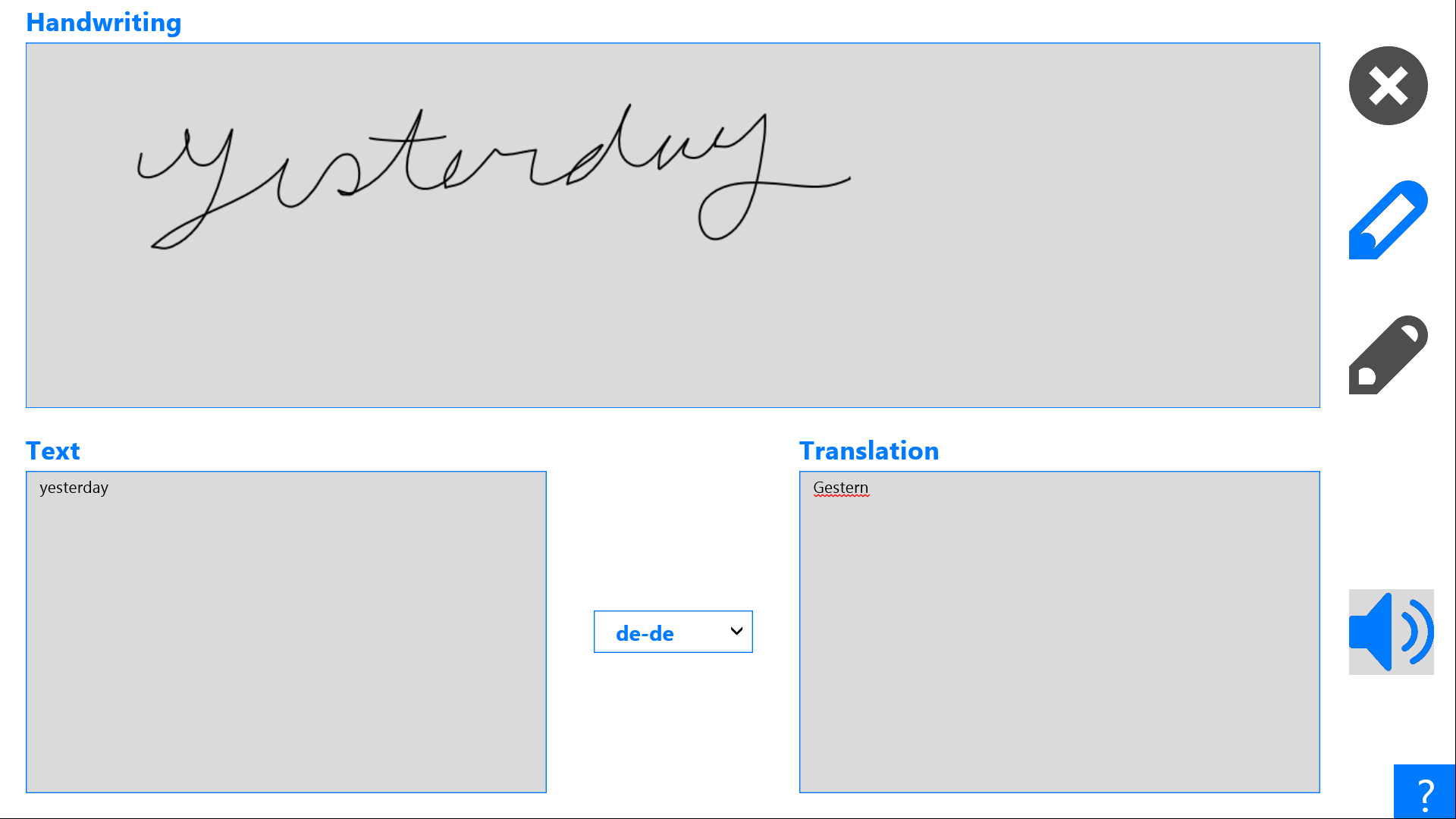 Handwriting app. Hello handwriting text. Yesterday text. Screen Translator.