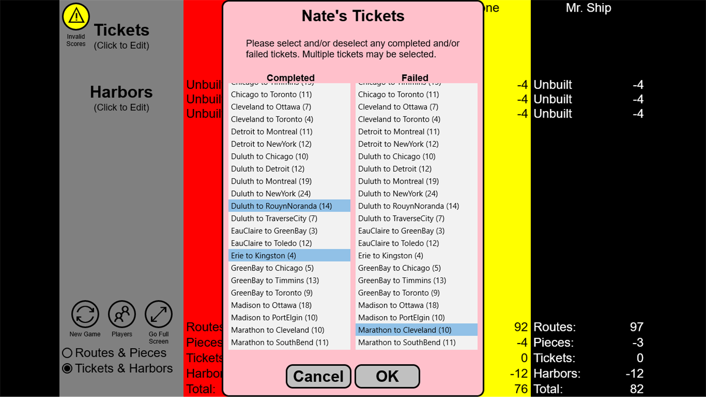 #6. Ticket To Ride - Rails & Sails (Great Lakes) (Windows) By: Nathan Sokalski