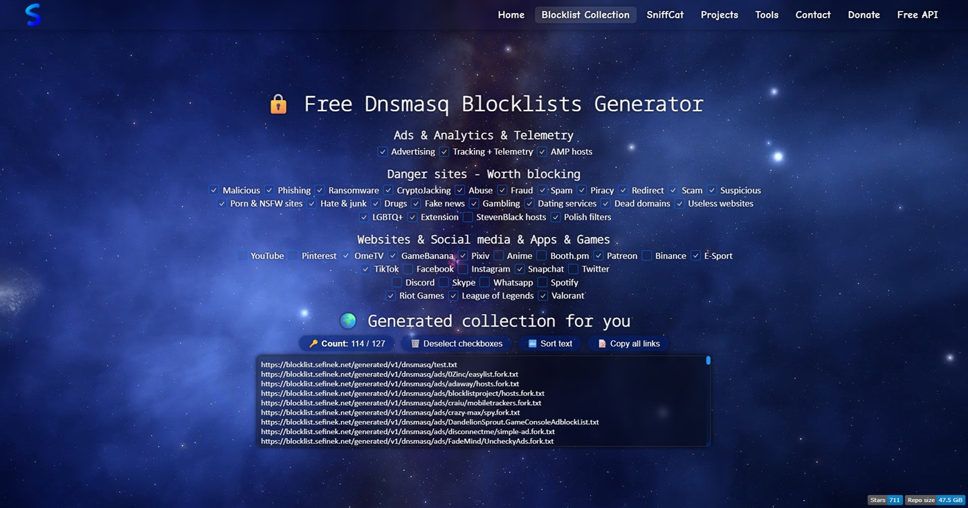 #5. Sefinek Blocklists (Windows) Av: Sefinek