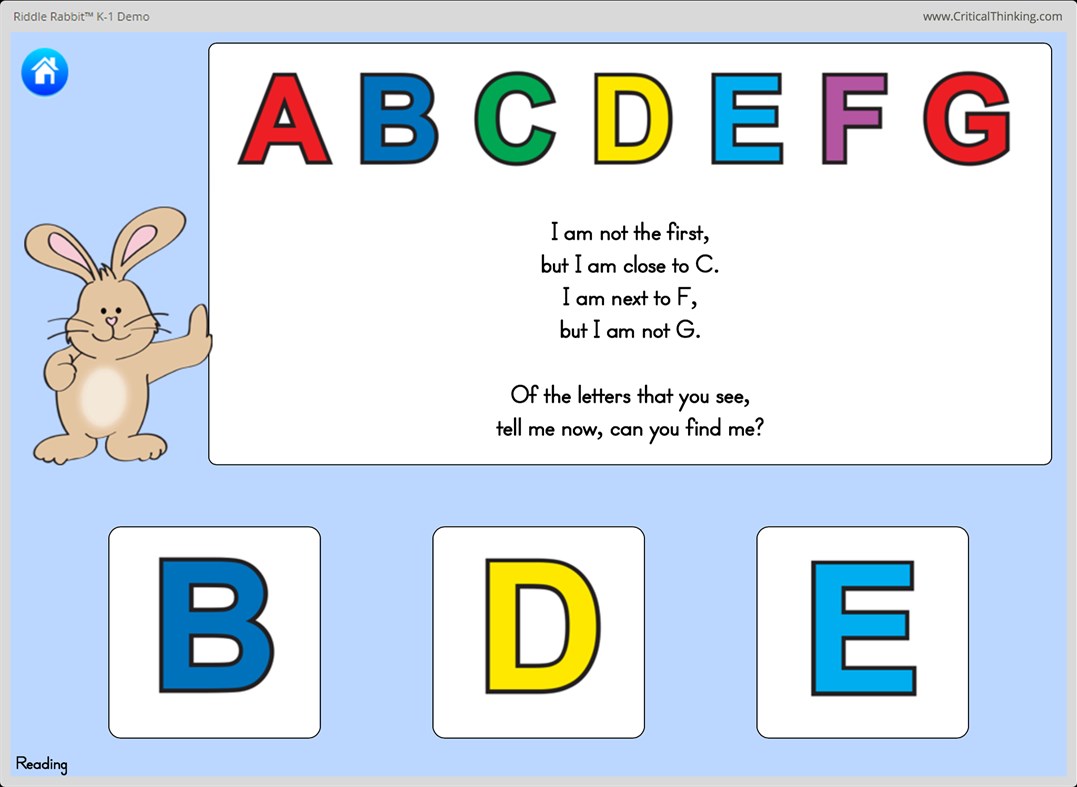 #3. Riddle Rabbit™ K-1 Demo (Windows) By: The Critical Thinking Co.