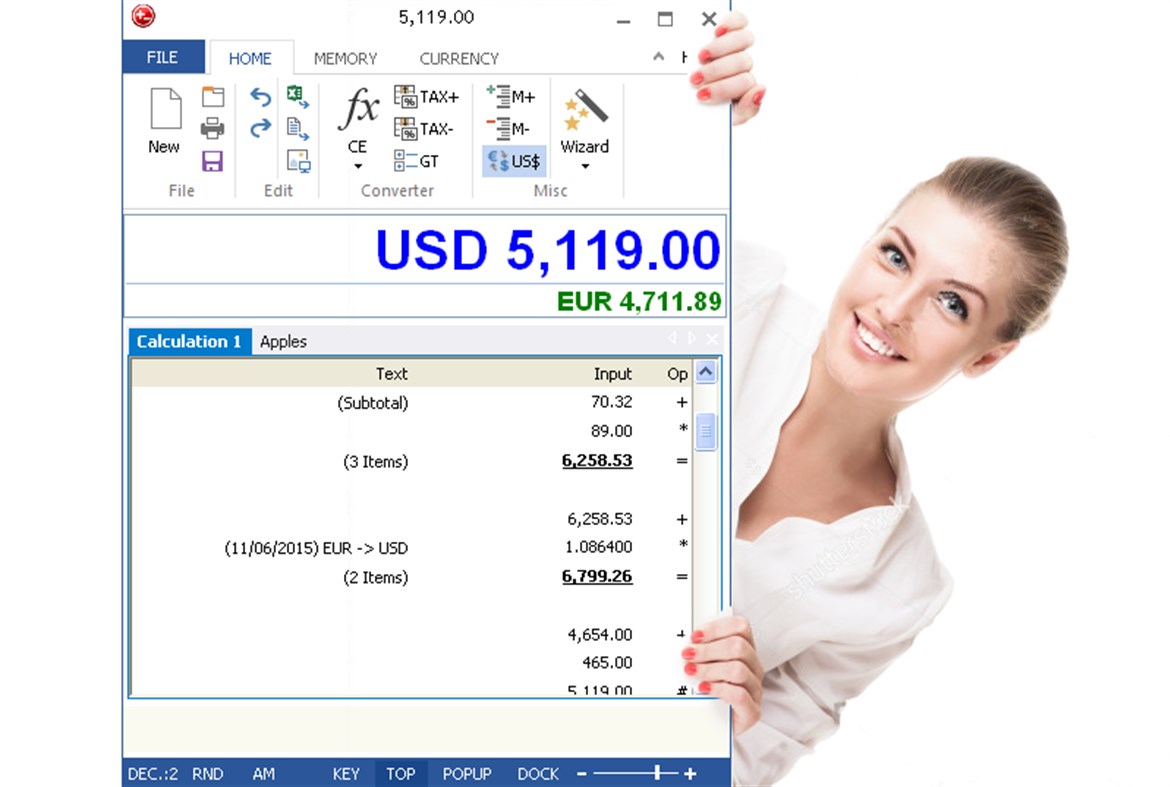 #1. DeskCalc Adding Machine (Windows) โดย: pmaSoft