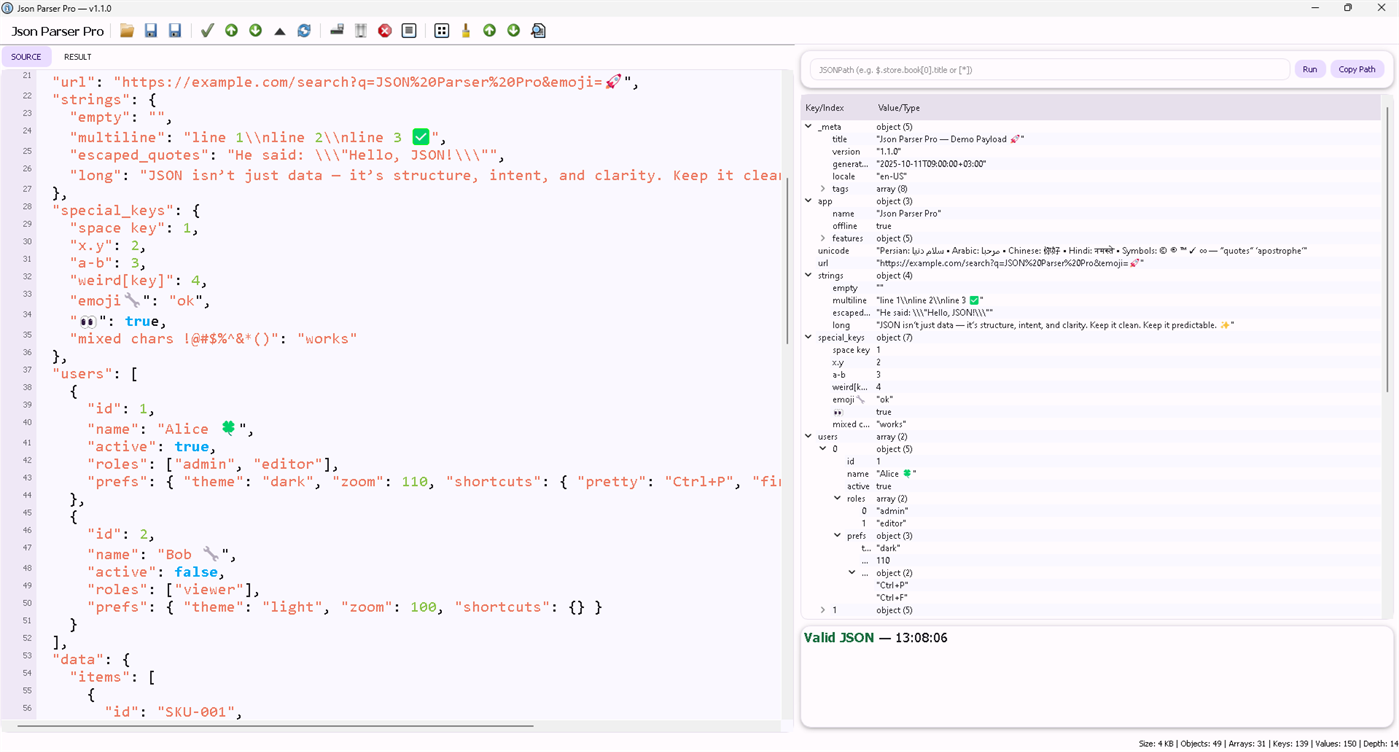 #2. JSON Parser Pro (Windows) Podle: Aria Vision