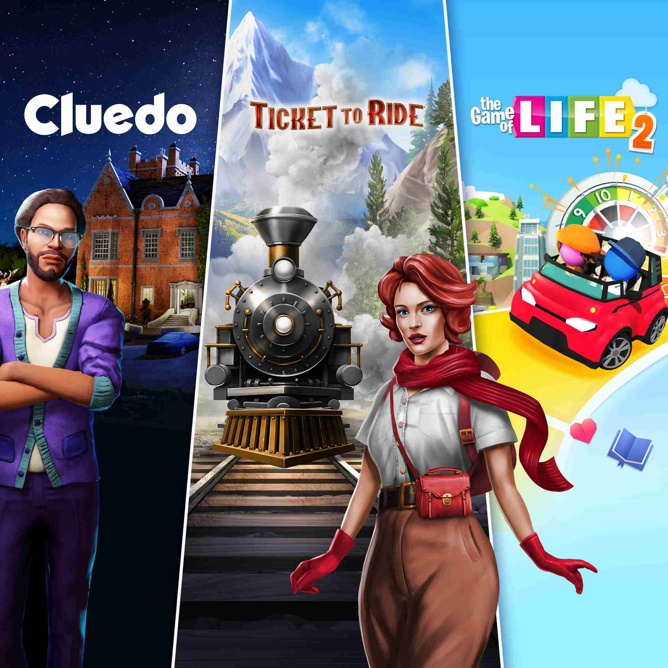 Ticket to Ride®, Detetive e The Game of Life 2 – Pacote de Jogos de Tabuleiro Clássicos