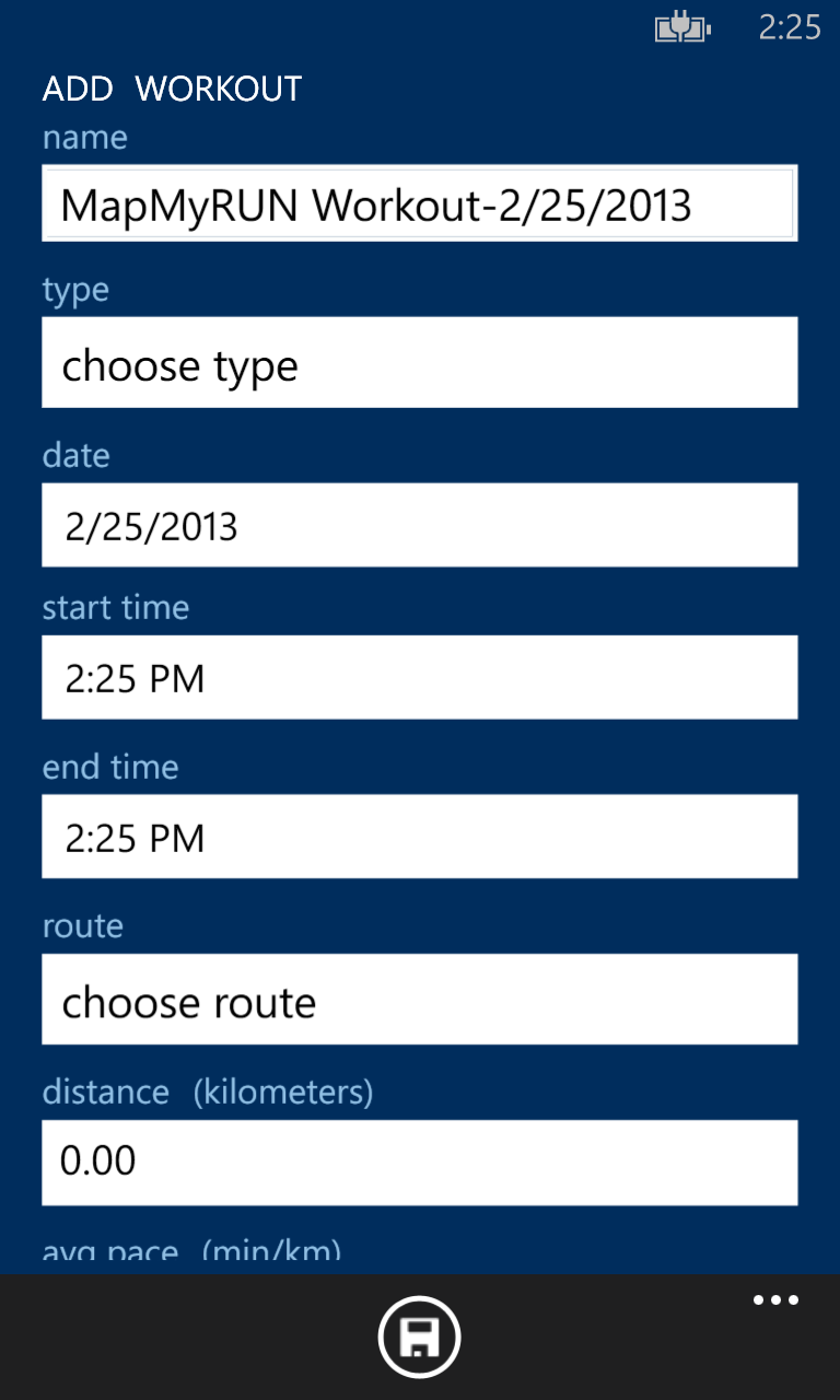 MapMyRUN for Windows 10 Mobile