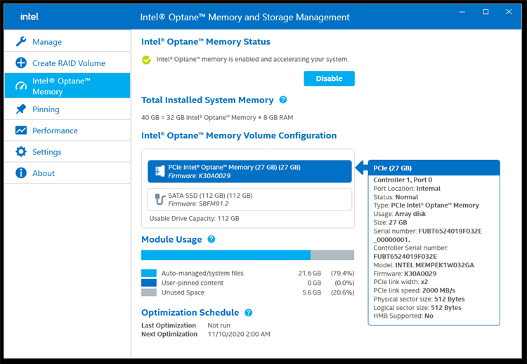 Intel® Optane™ Memory and Storage Management by INTEL CORP (Windows