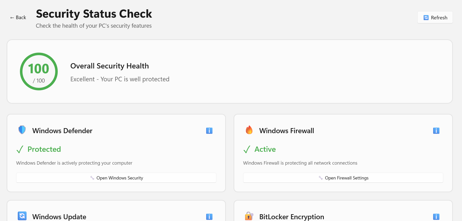 PC security status analysis