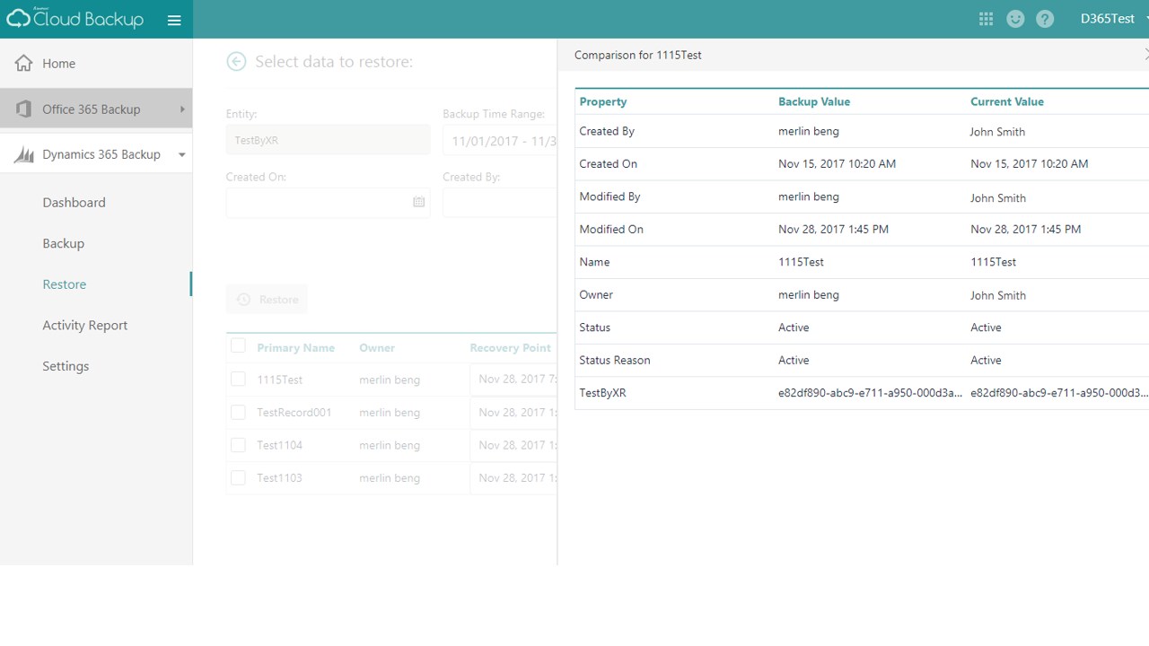 Snapshot 5 of Cloud Backup for Dynamics 365 CRM