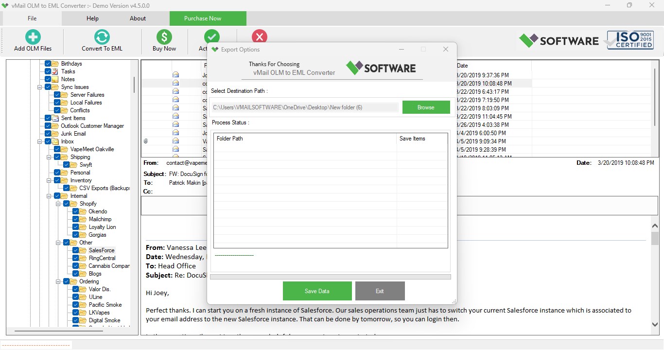 OLM to EML Converter screenshot