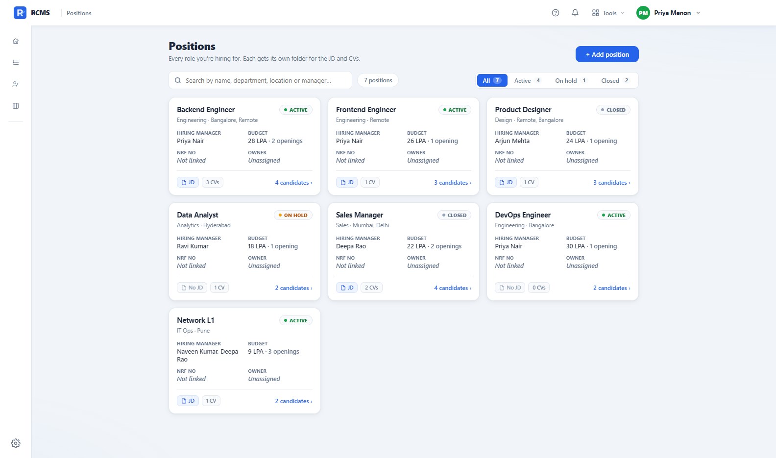 RCMS screenshot